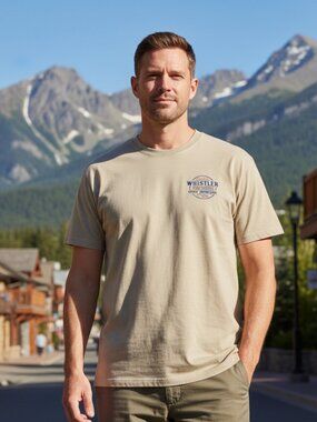 M&O Gold Whistler BC Coast Mountains Graphic Tee Sz M Tan